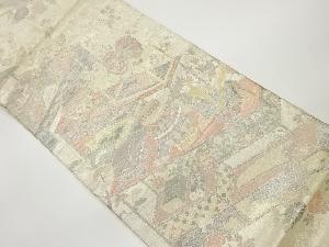 佐賀錦花々に厨子棚・和楽器模様織出し袋帯